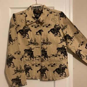 Cream/Black cowboy design short jacket